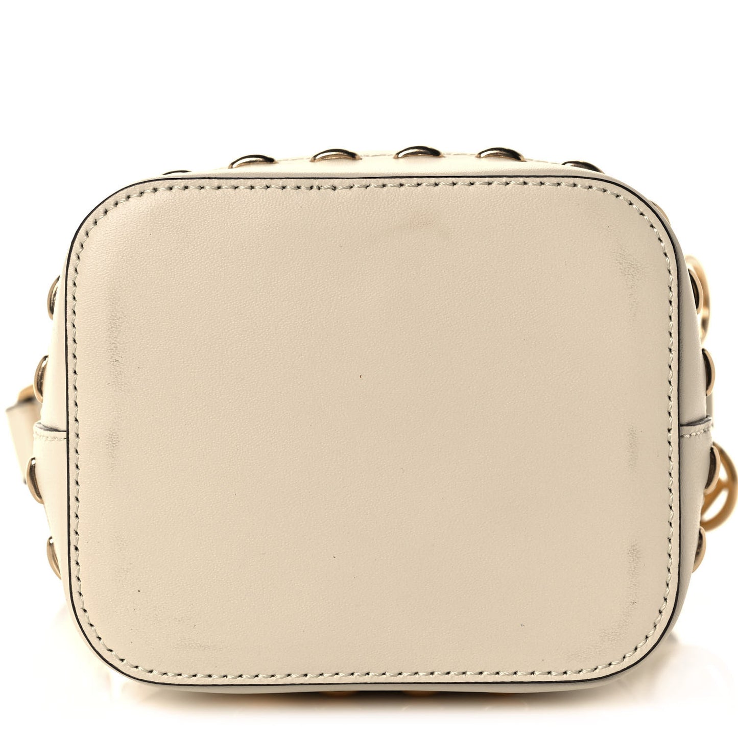 Vitello King F is Fendi Logo Debossed Metal Stitch Mini Mon Tresor Bucket Bag Pergamena