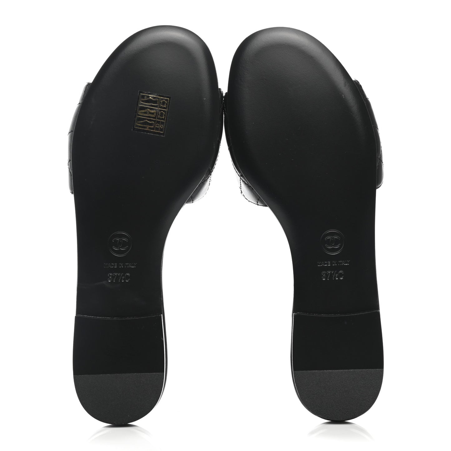Lambskin Quilted CC Turnlock Sandals 37.5 Black