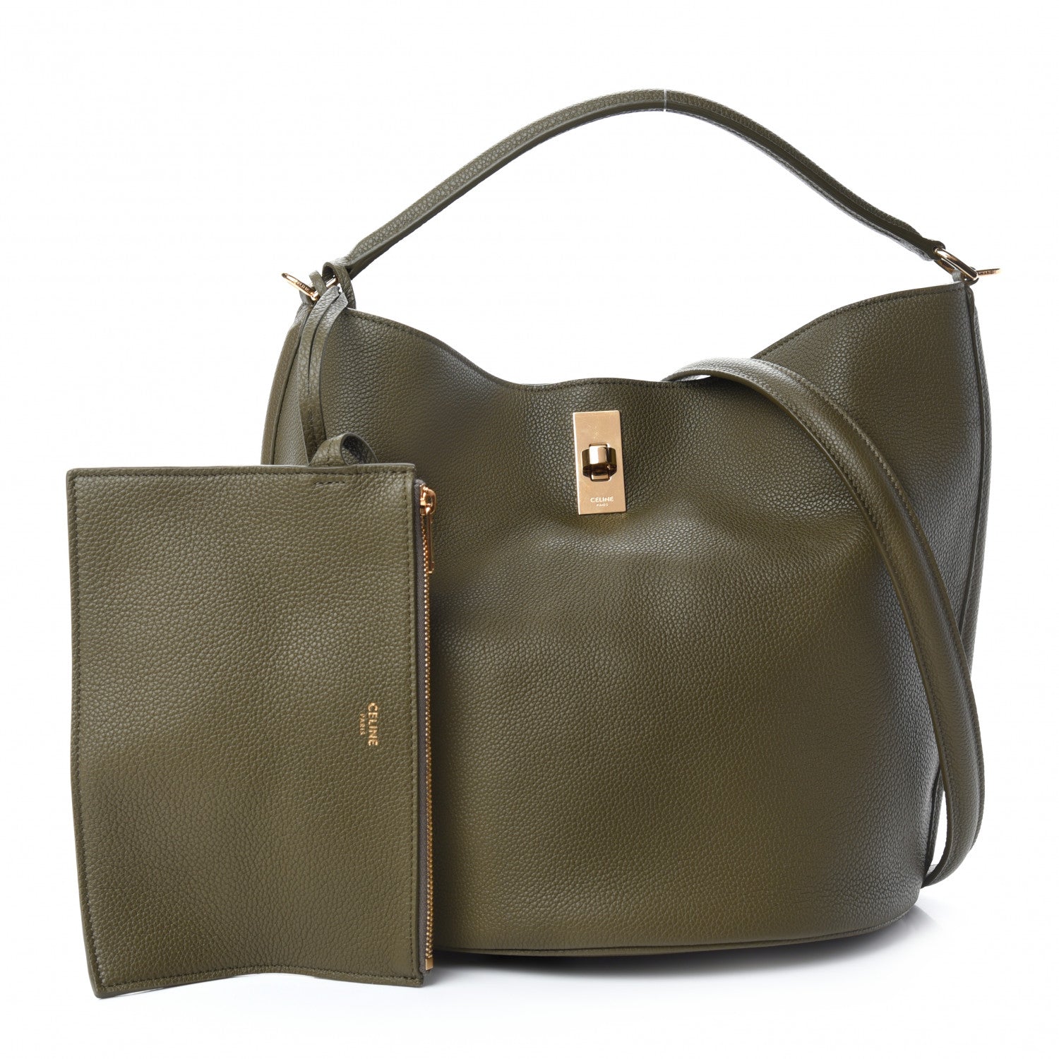 Celine Supple Grained Calfskin Bucket 16 Bag Dark Olive 1 of 10