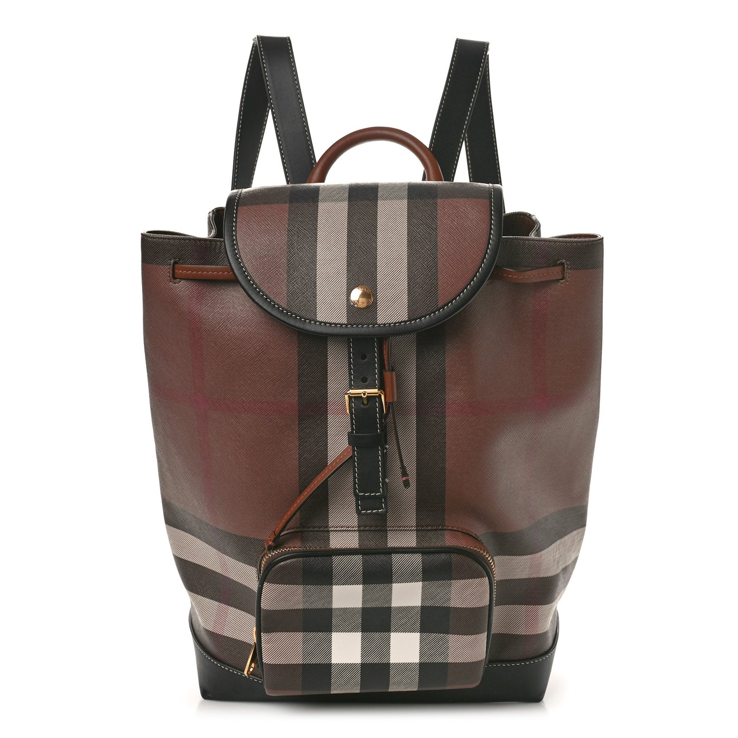 E-Canvas Check Medium Backpack Dark Birch Brown