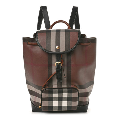 Burberry E-Canvas Check Medium Backpack Dark Birch Brown 1 of 9