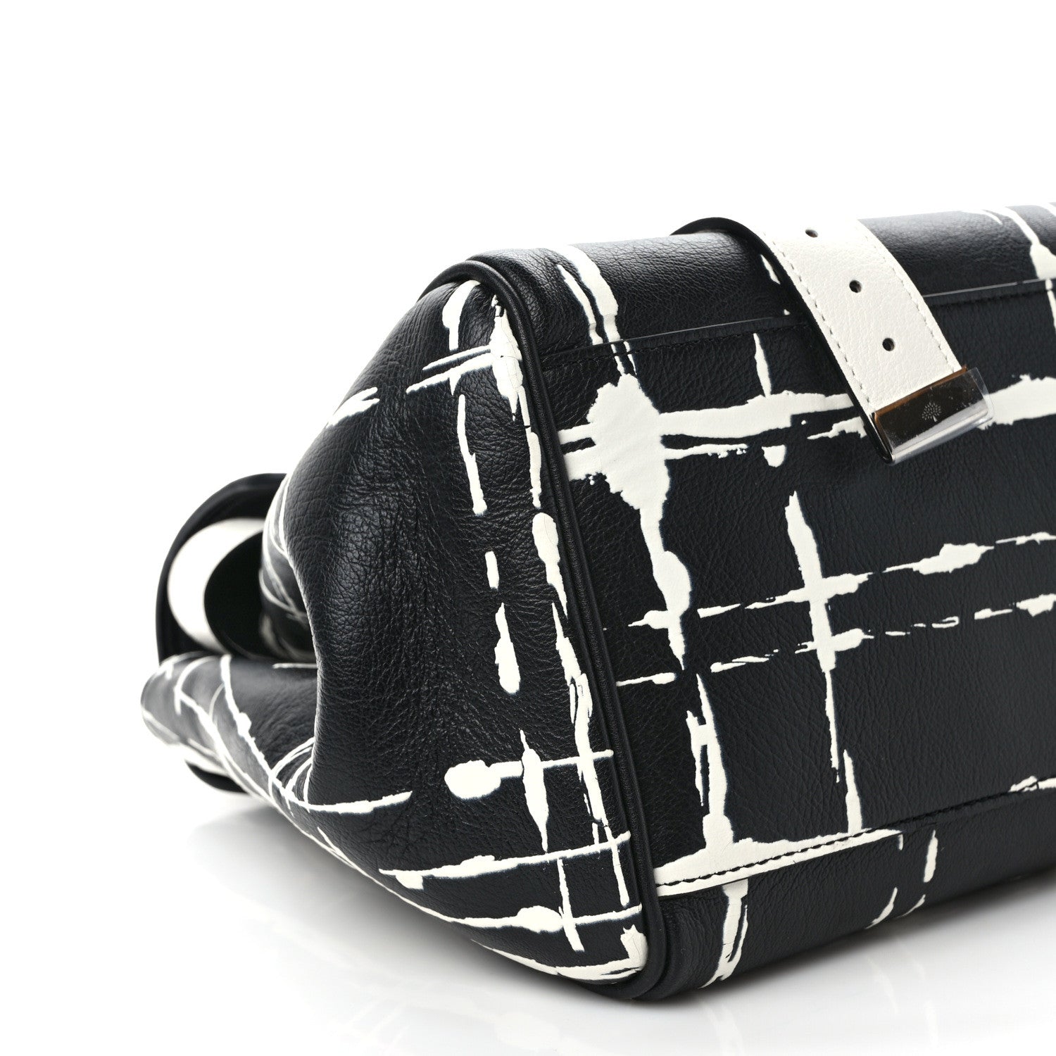 Mulberry Polished Buffalo Check Printed Medium Alexa Black White 7 of 8
