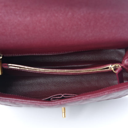 Chanel Caviar Elaphe Quilted Small Coco Handle Flap Burgundy 5 of 10