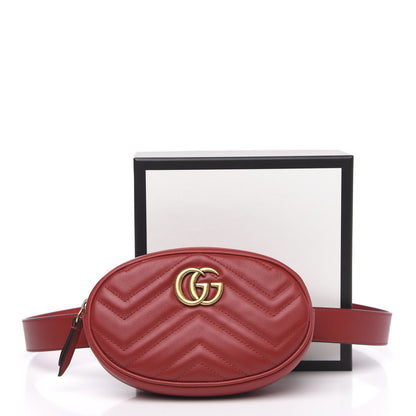 Gucci Calfskin Matelasse GG Marmont Belt Bag 95 38 Hibiscus Red 11 of 11