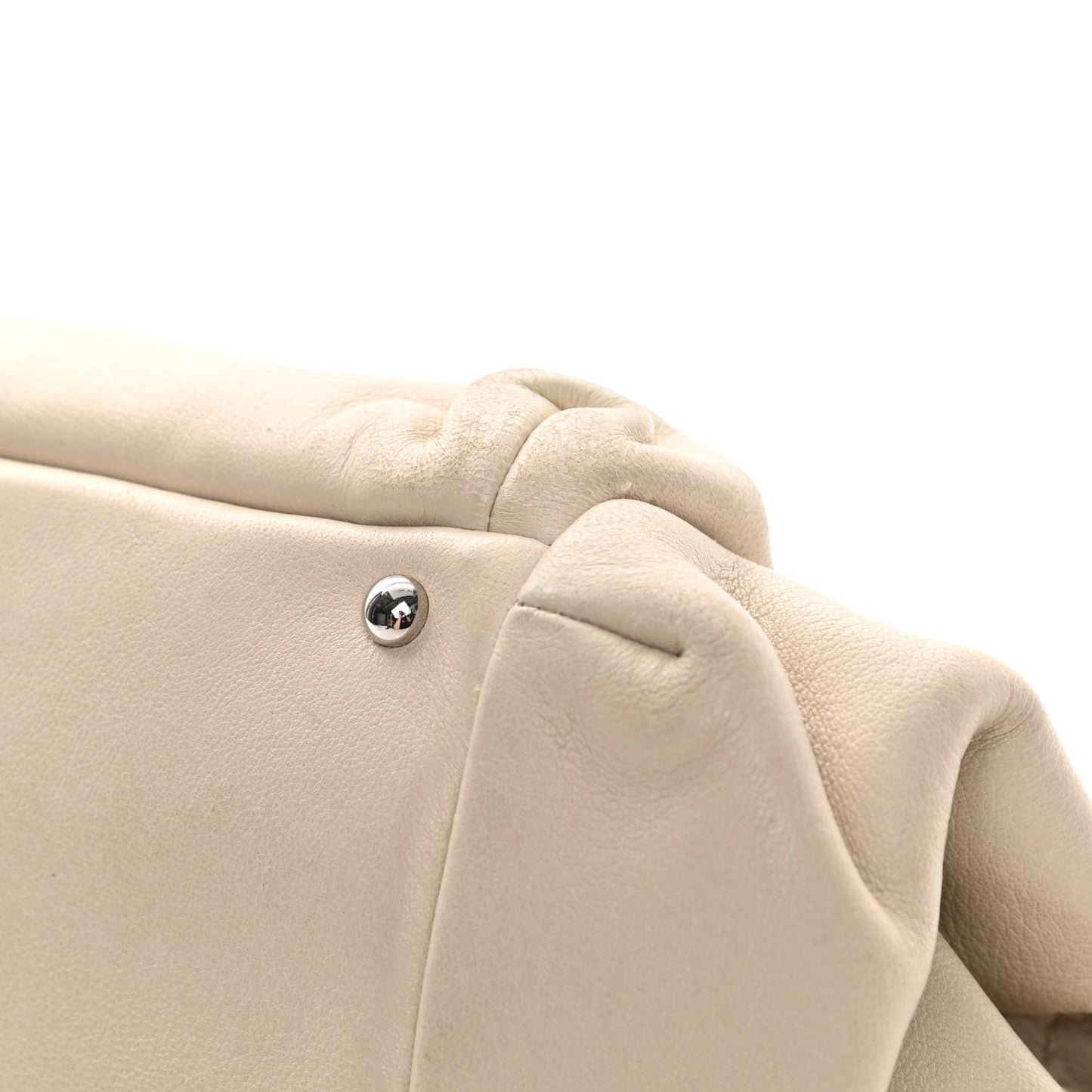 Lambskin Quilted Bowler Flap Shoulder Bag White