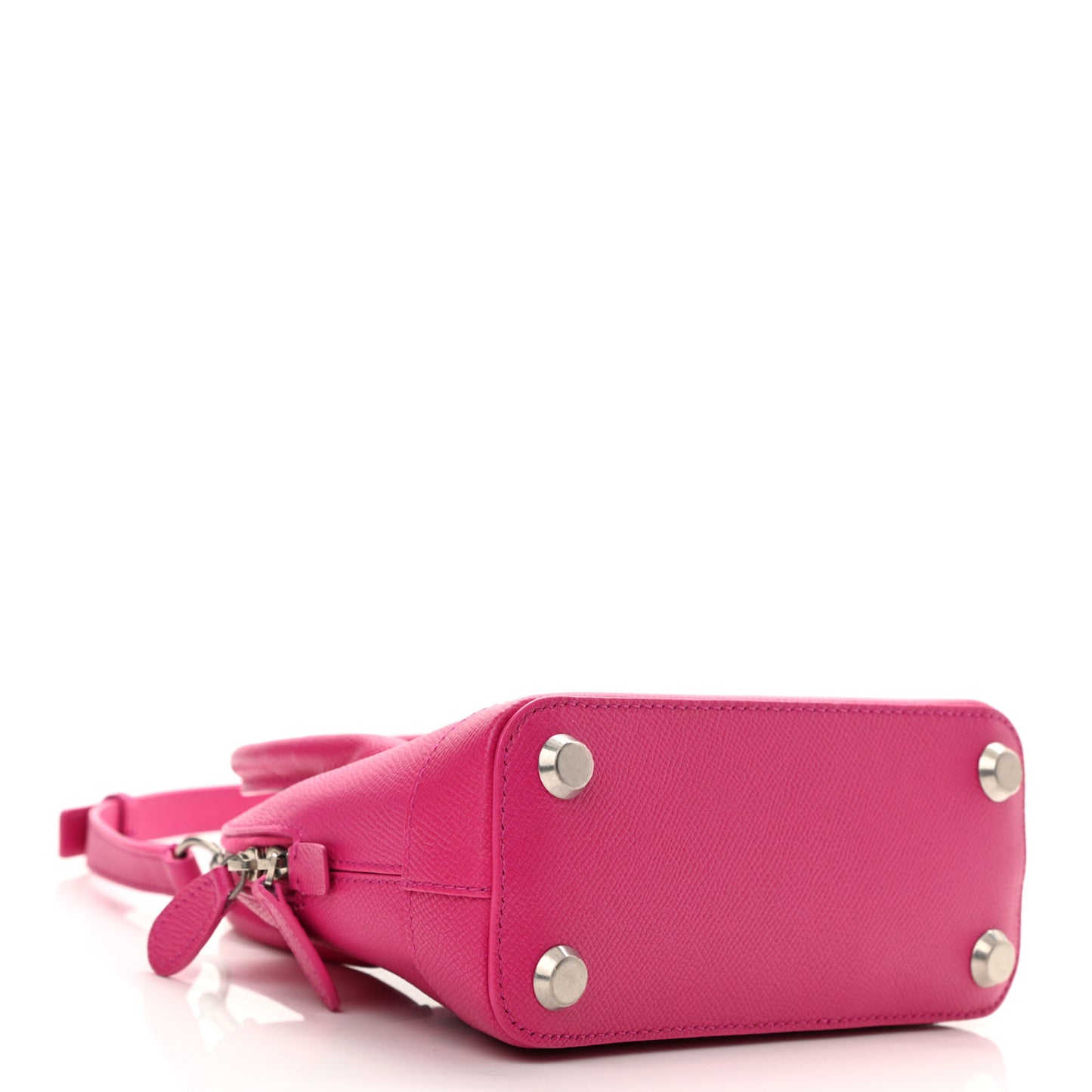 Signature Grained Calfskin Logo XXS Ville Top Handle Bag Fuchsia
