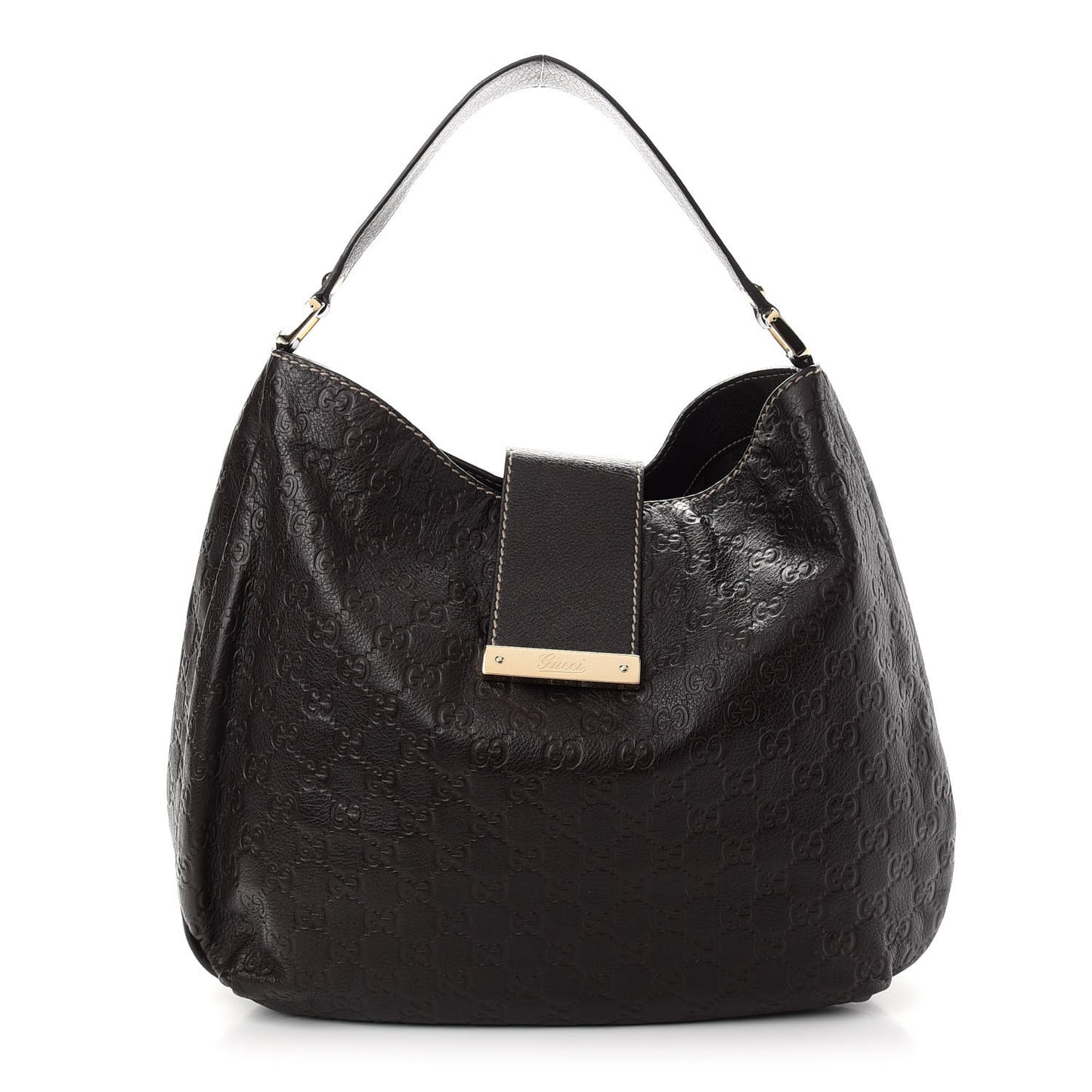 Guccissima Large New Ladies Web Hobo Dark Brown