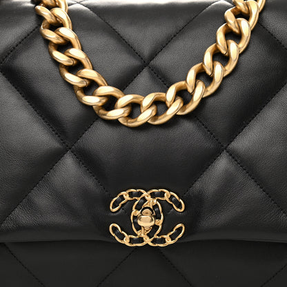 Chanel Lambskin Quilted Maxi Chanel 19 Flap Black 8 of 10