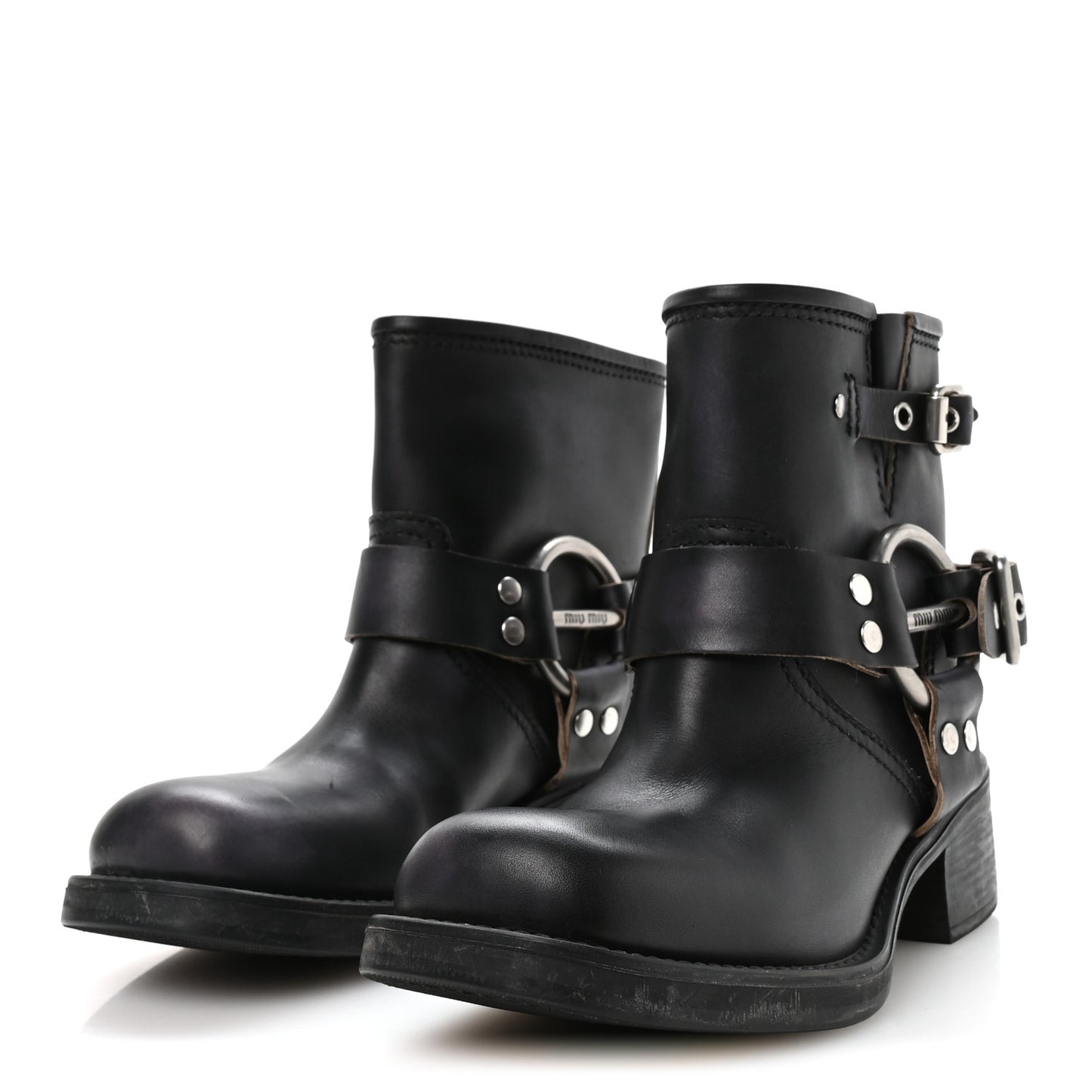 Calfskin Harness Enigneer Boots 37 Black