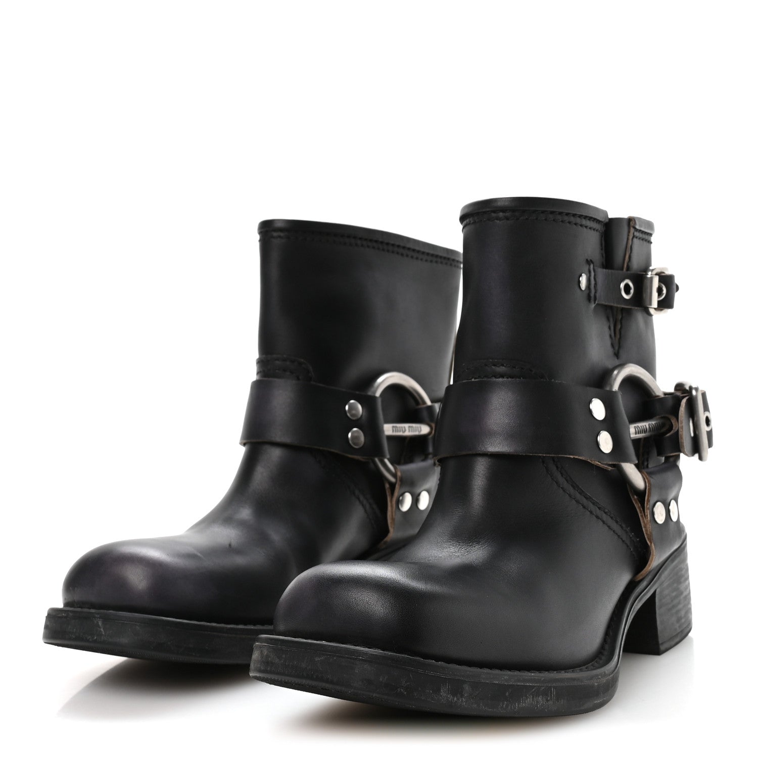 Miu Miu Calfskin Harness Enigneer Boots 37 Black 4 of 7