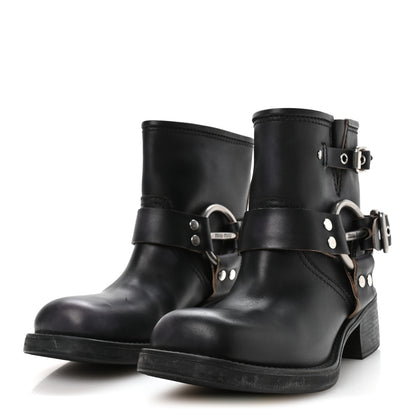 Miu Miu Calfskin Harness Enigneer Boots 37 Black 4 of 7