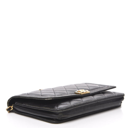 Chanel Lambskin Quilted Boy Wallet On Chain WOC Black 4 of 20