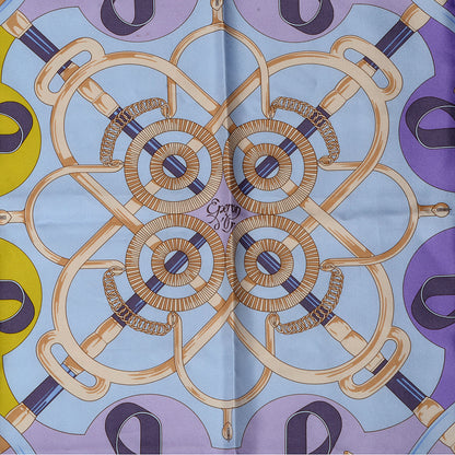 Hermes Silk Eperon D'Or Scarf 90 Bleu Purple 1 of 5