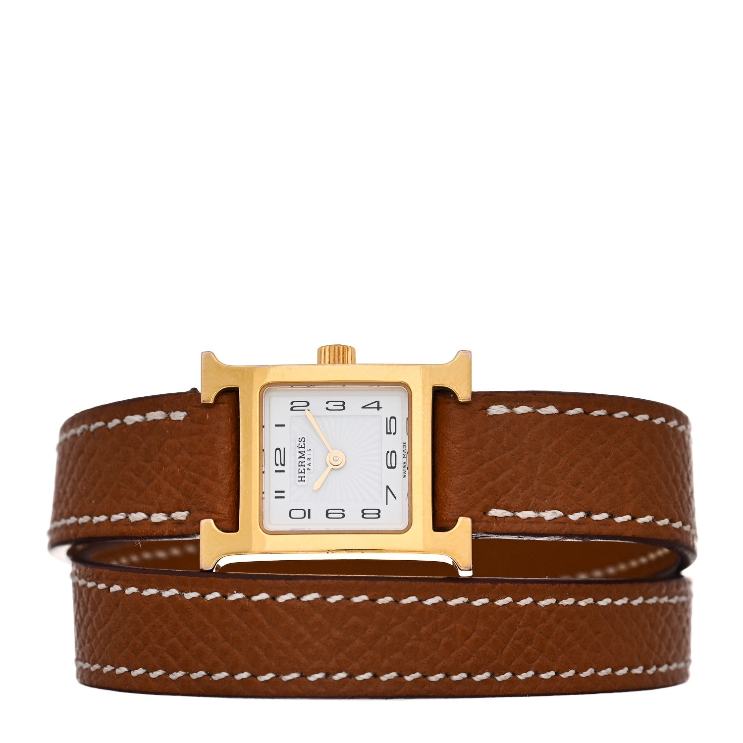 Hermes Stainless Steel Epsom 17.2mm Heure H Hour Double Tour Quartz Watch Gold 2 of 4