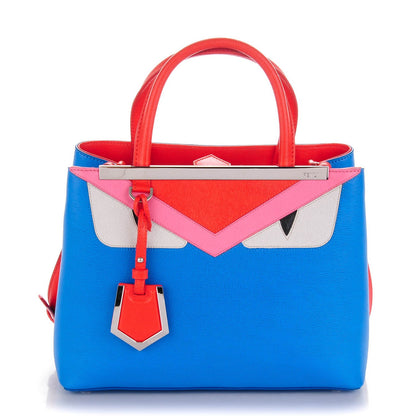 Fendi Vitello Elite Monster Petite 2Jours Tote Blue Royal Papavero Multicolor 1 of 7