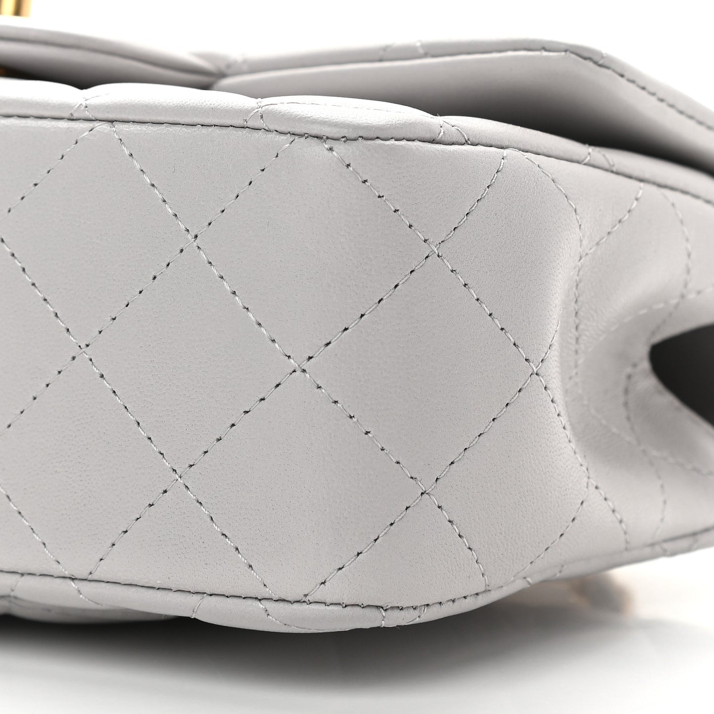 Lambskin Quilted Mini Top Handle Rectangular Flap Grey