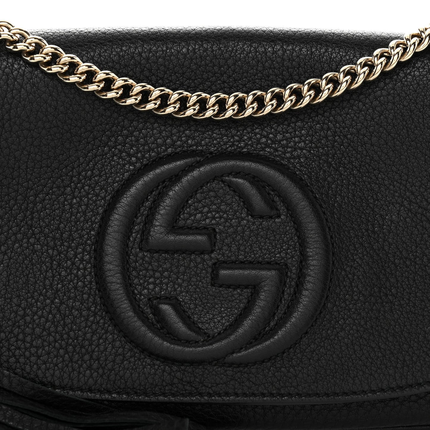 Pebbled Calfskin Medium Soho Flap Crossbody Black