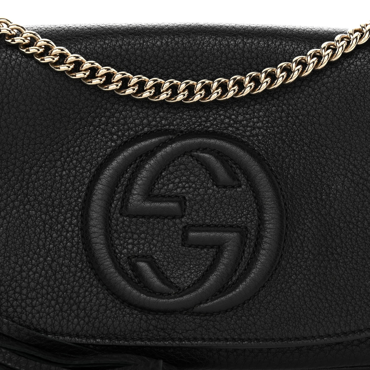 Gucci Pebbled Calfskin Medium Soho Flap Crossbody Black 8 of 13