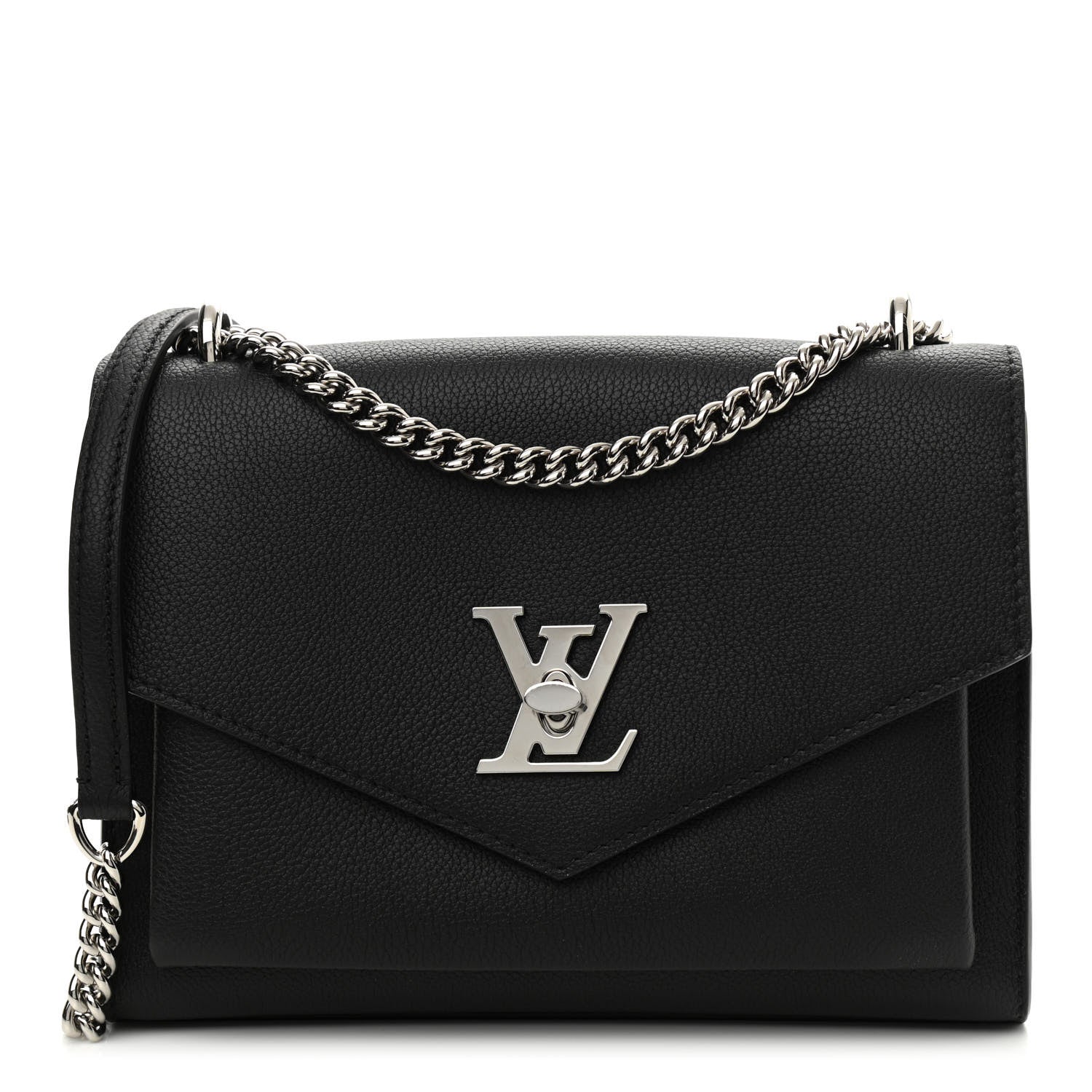Louis Vuitton Soft Calfskin Mylockme Chain Bag BB Black 1 of 8