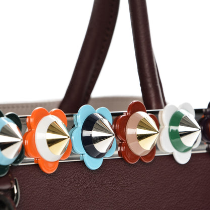 Fendi Vitello Dolce PVC Flower Studs Petite 2Jours Tote Bordeaux Multicolor 8 of 11