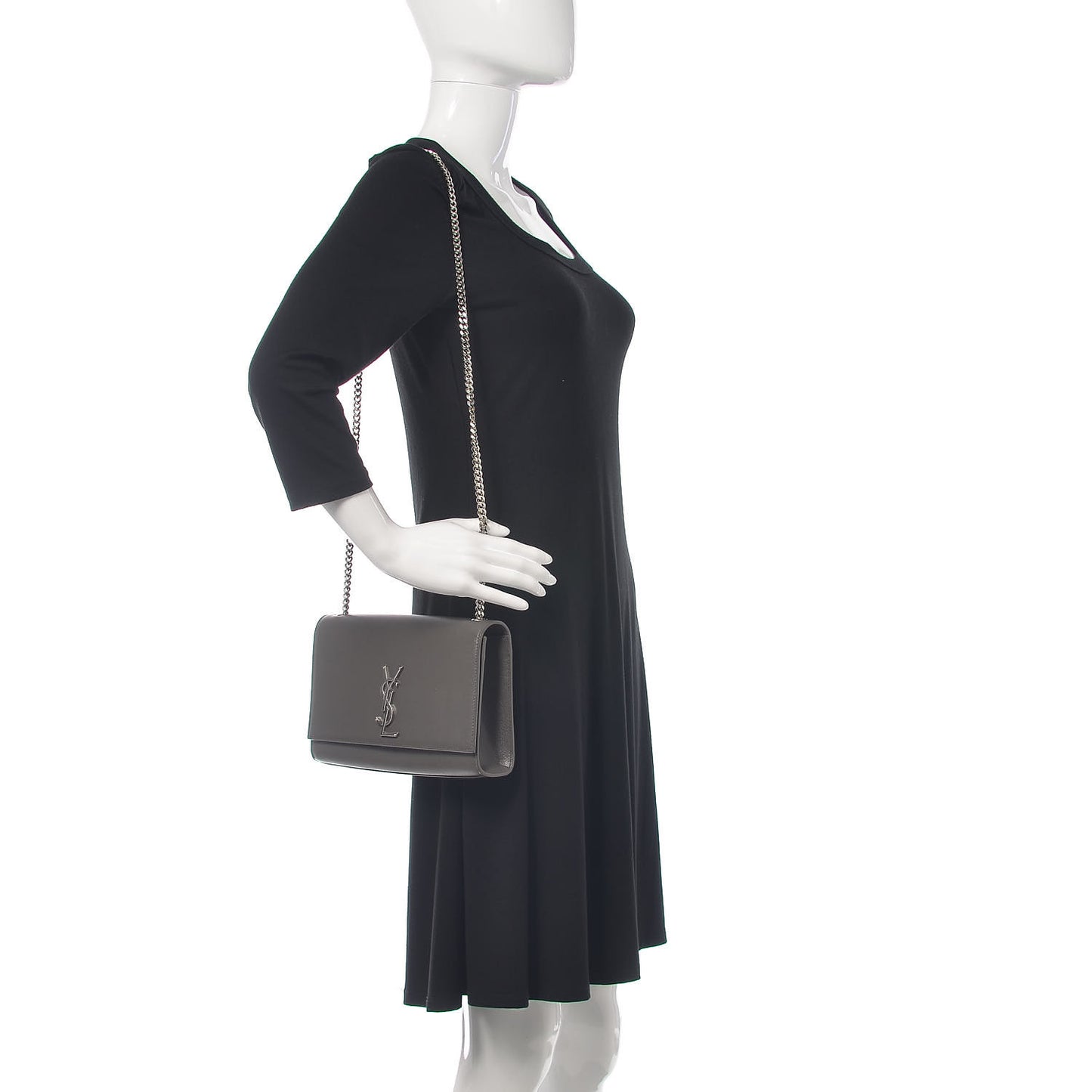 Grain De Poudre Medium Classic Monogram Kate Satchel Earth Grey