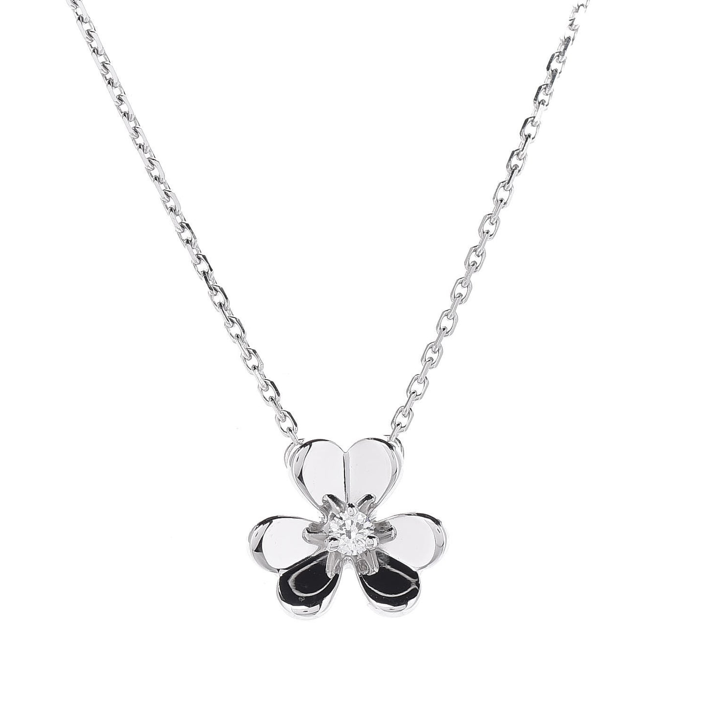 18K White Gold Diamond Mini Frivole Pendant Necklace