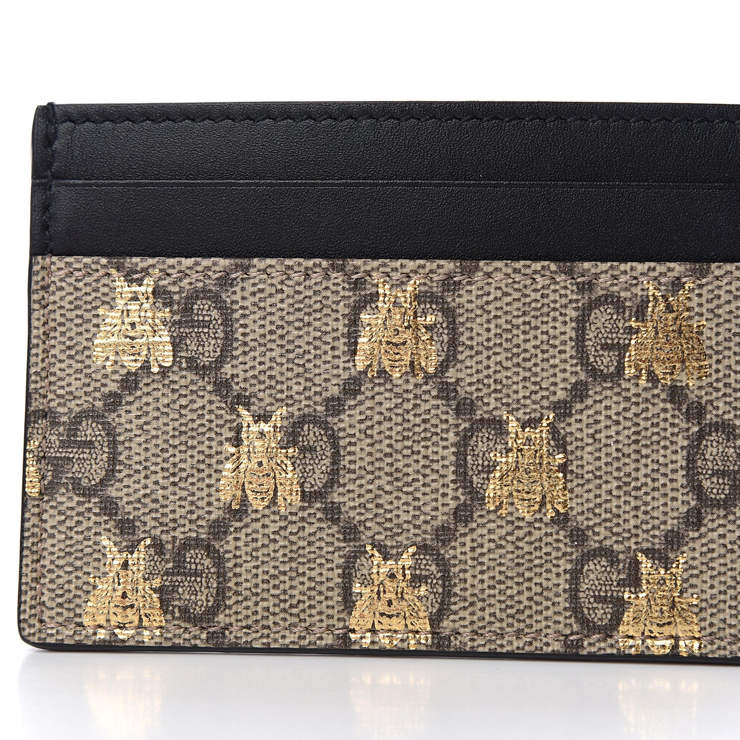GG Supreme Monogram Bees Card Holder Black