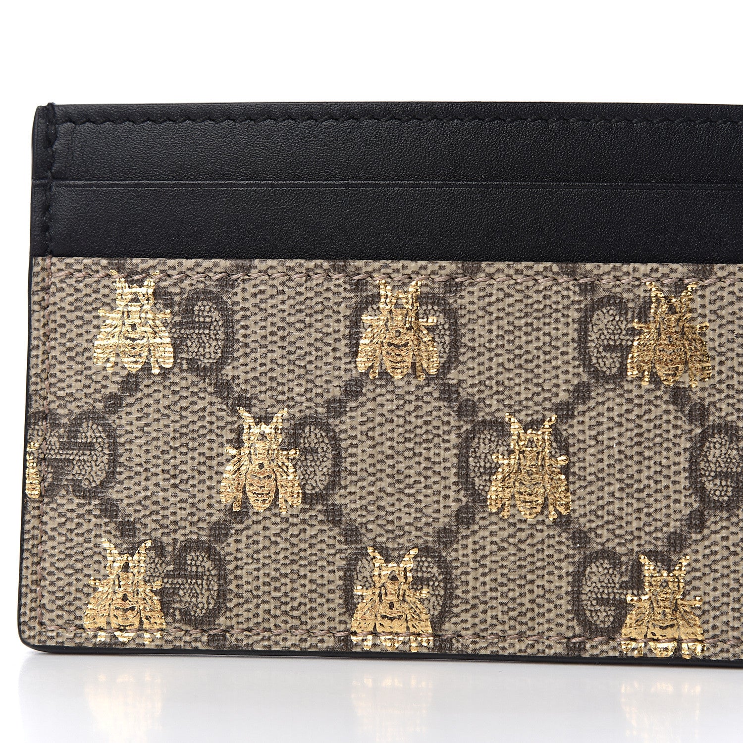 Gucci GG Supreme Monogram Bees Card Holder Black 8 of 9