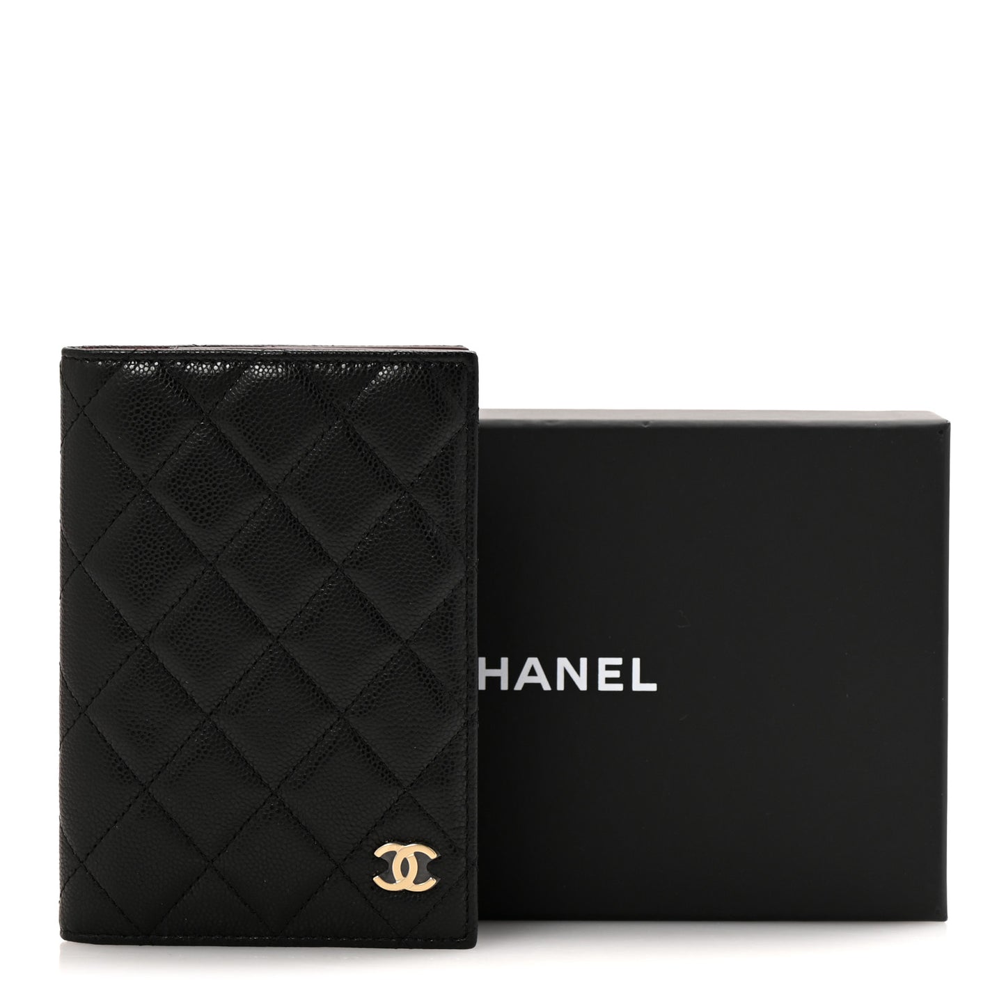 Caviar Quilted Passport Holder Black