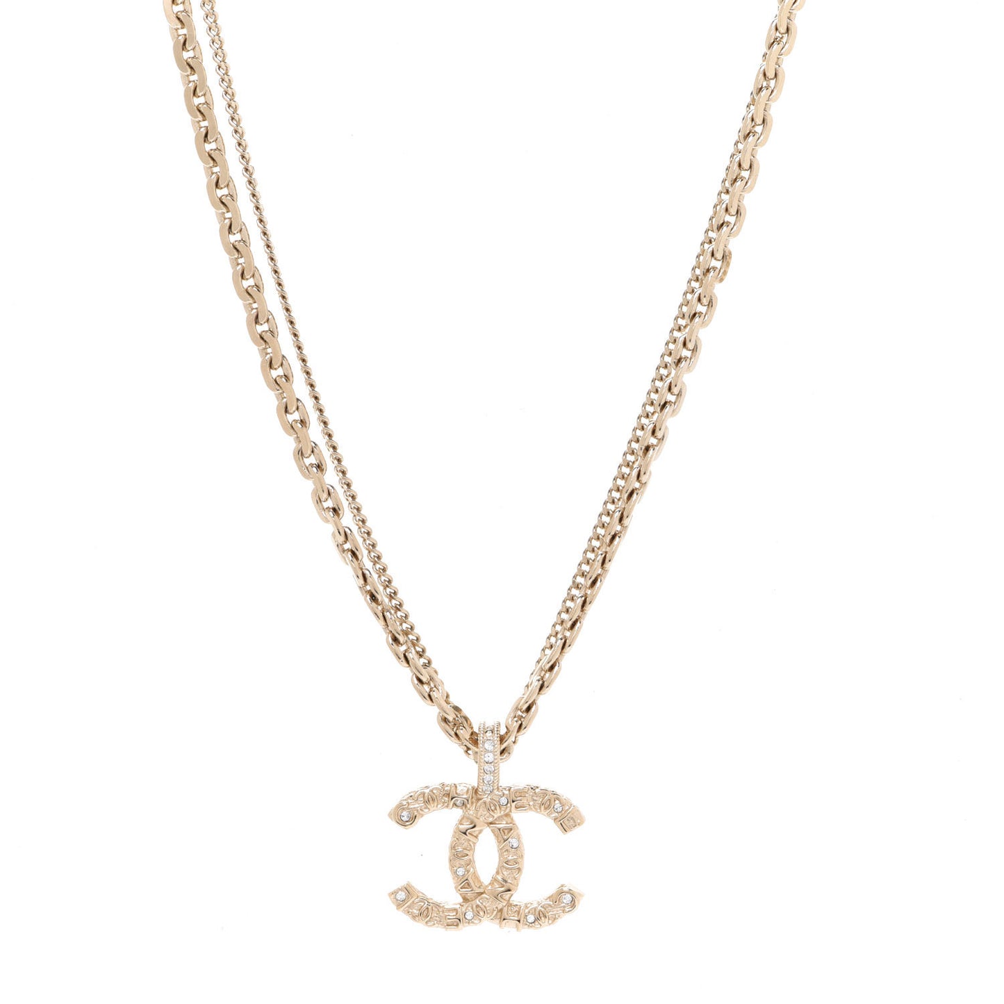 Crystal CC Multi Strand Chain Necklace Gold