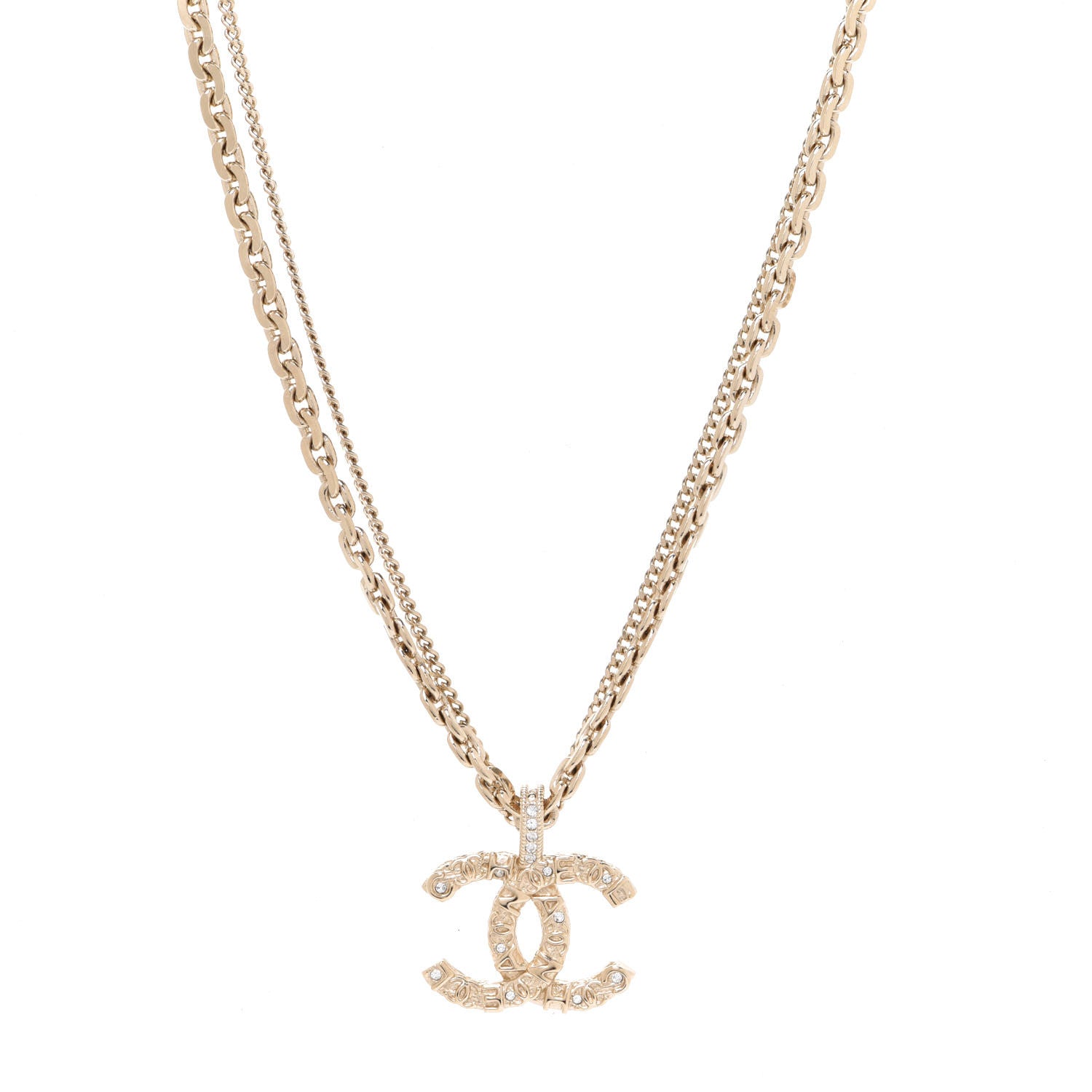 Chanel Crystal CC Multi Strand Chain Necklace Gold 1 of 6