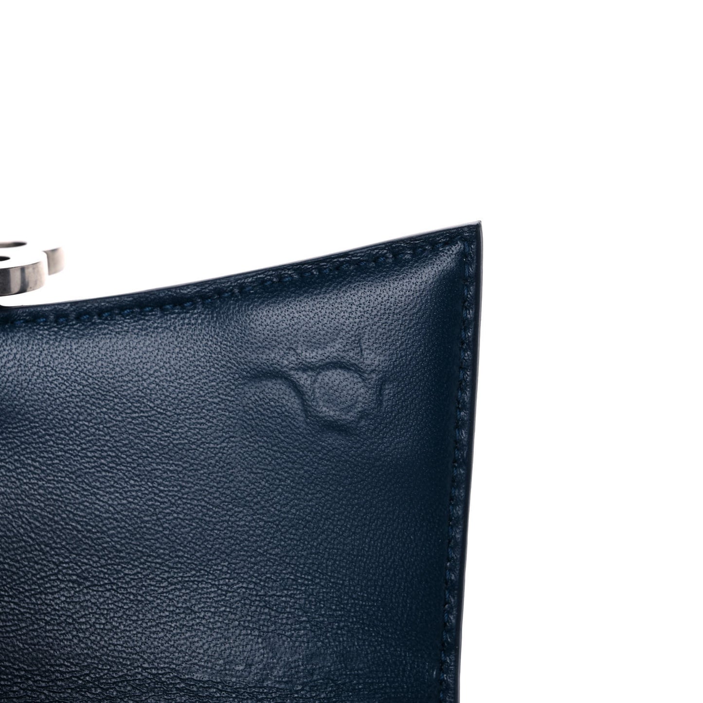 Shiny Calfskin Crocodile Embossed Hourglass Top Handle Bag XS Denim Blue