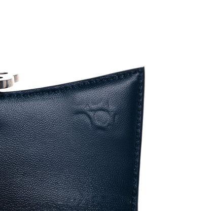 Balenciaga Shiny Calfskin Crocodile Embossed Hourglass Top Handle Bag XS Denim Blue 10 of 10