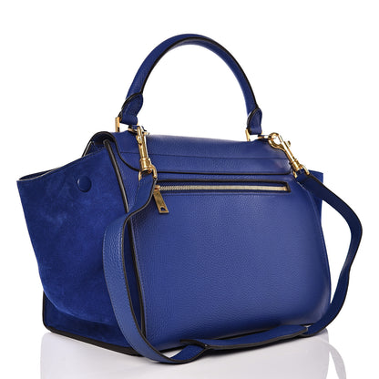 Celine Drummed Calfskin Suede Small Trapeze Indigo 2 of 10