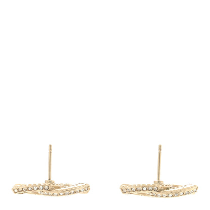 Chanel Crystal Timeless CC Earrings Light Gold 3 of 4