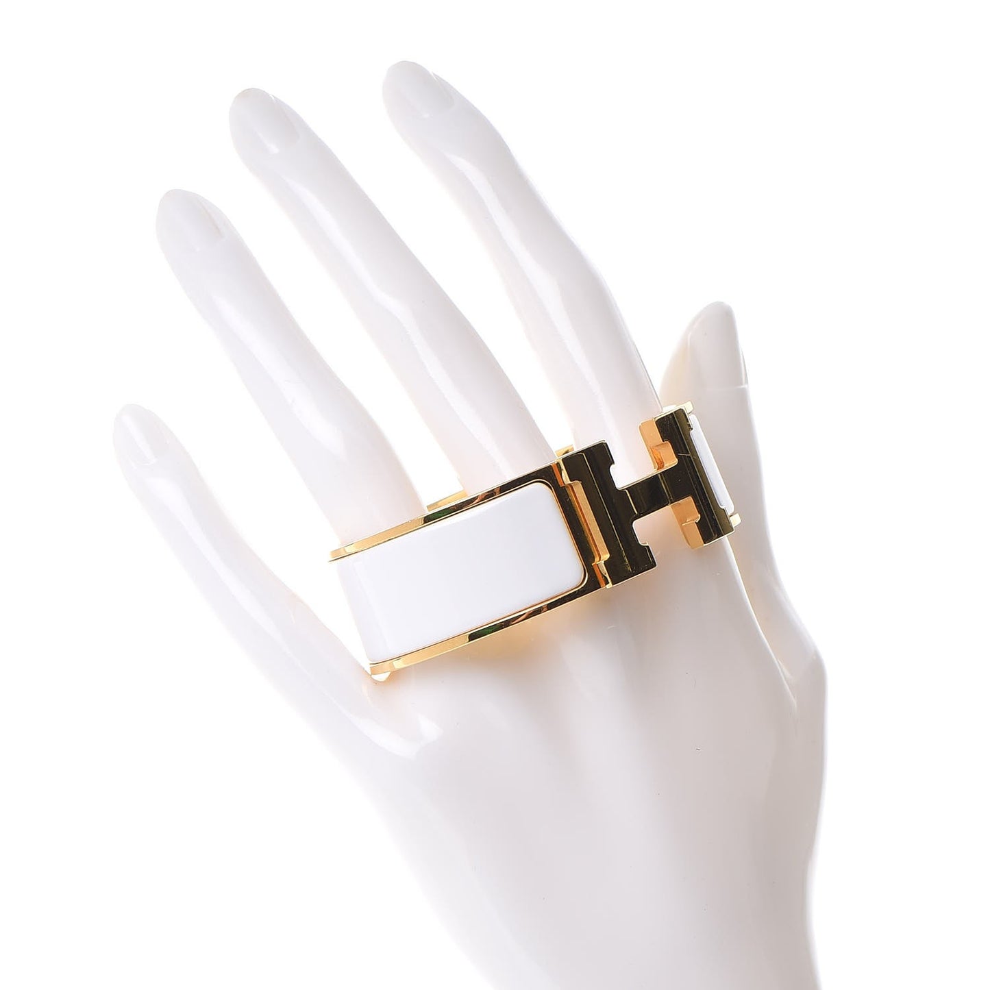 Enamel Wide Clic Clac H Bracelet PM White