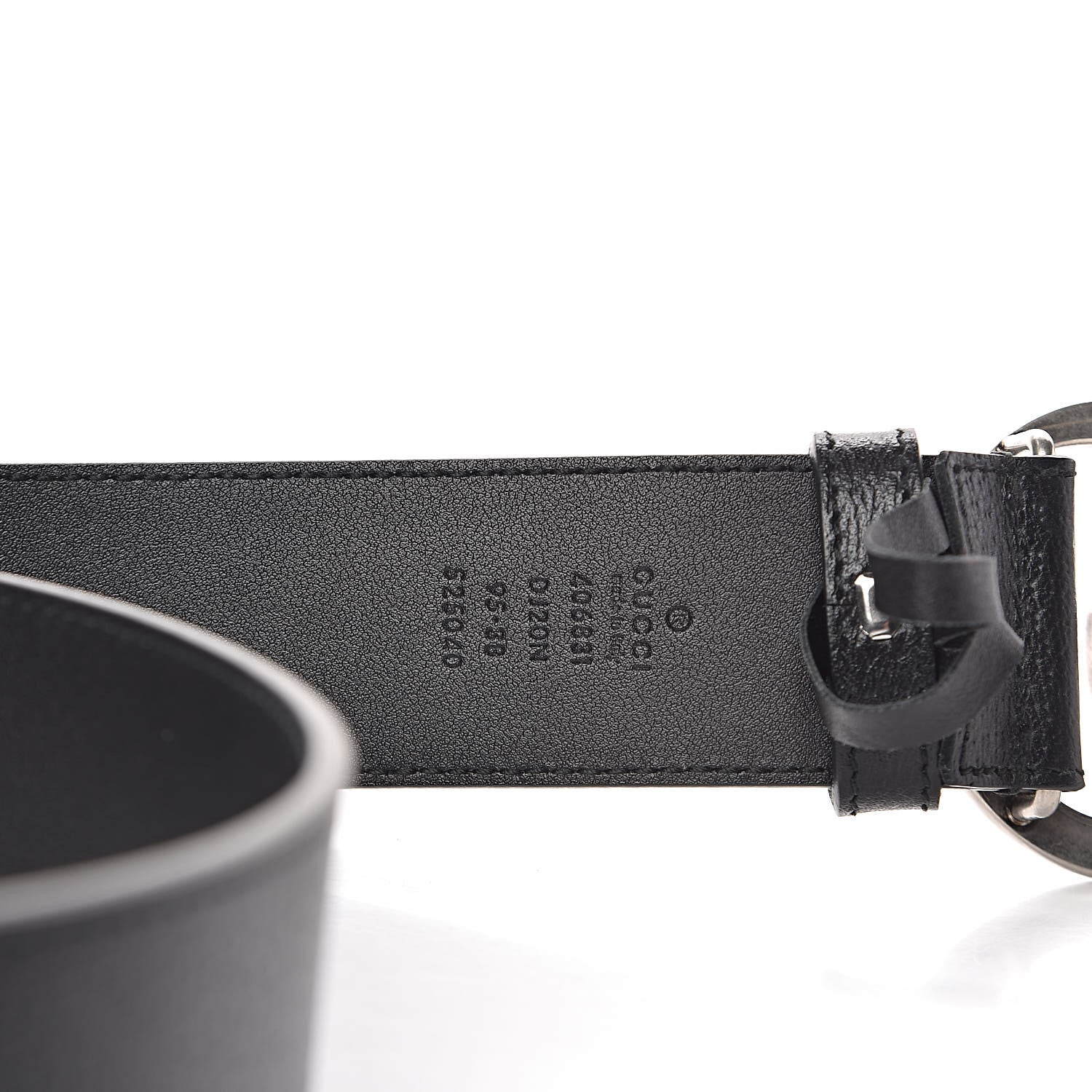 Gucci Textured Dollar Calfskin Nickel Double G 40mm Belt 95 38 Black 6 of 7