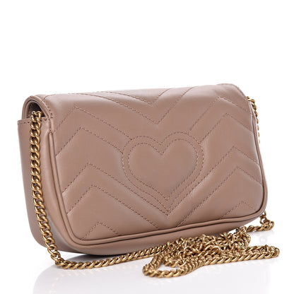 Gucci Calfskin Matelasse Super Mini GG Marmont Shoulder Bag Porcelain Rose 3 of 11