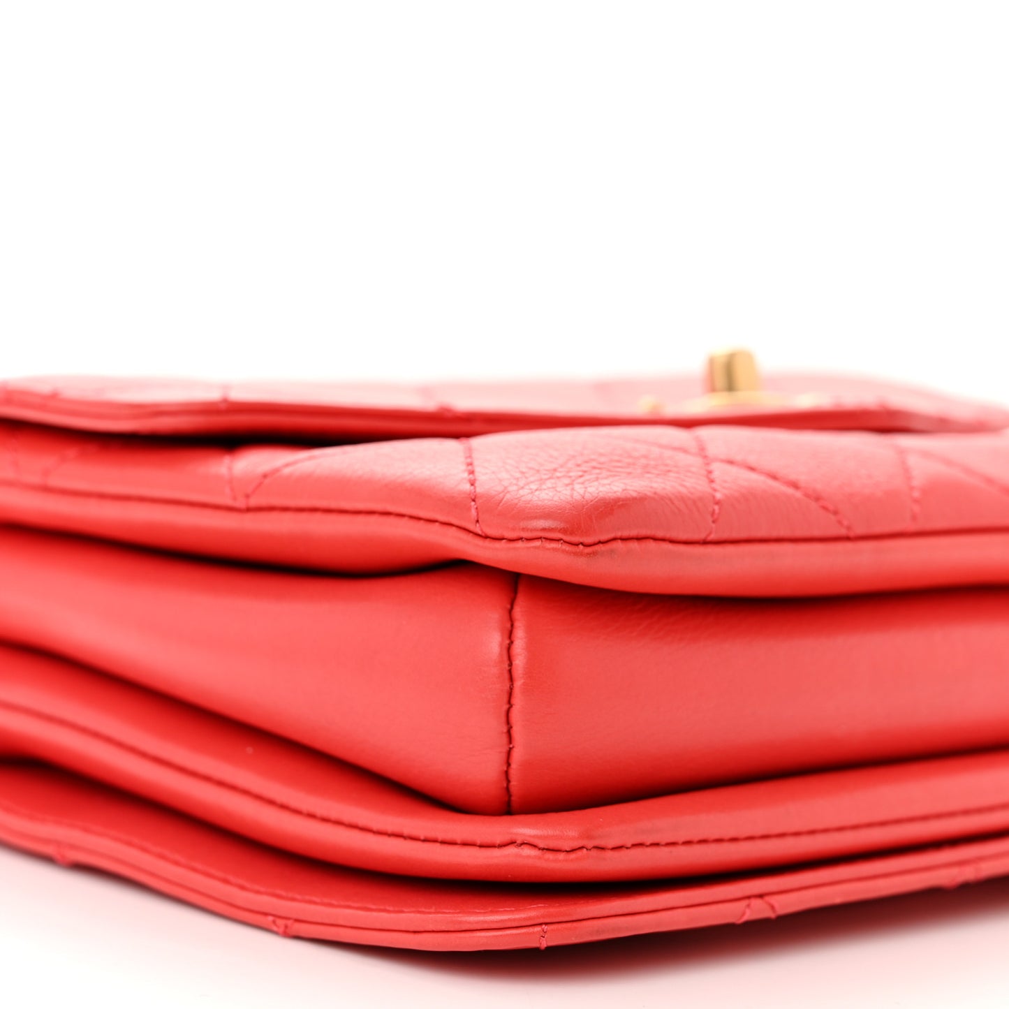 Calfskin Quilted Metal Small Top Handle Envelope Flap Red