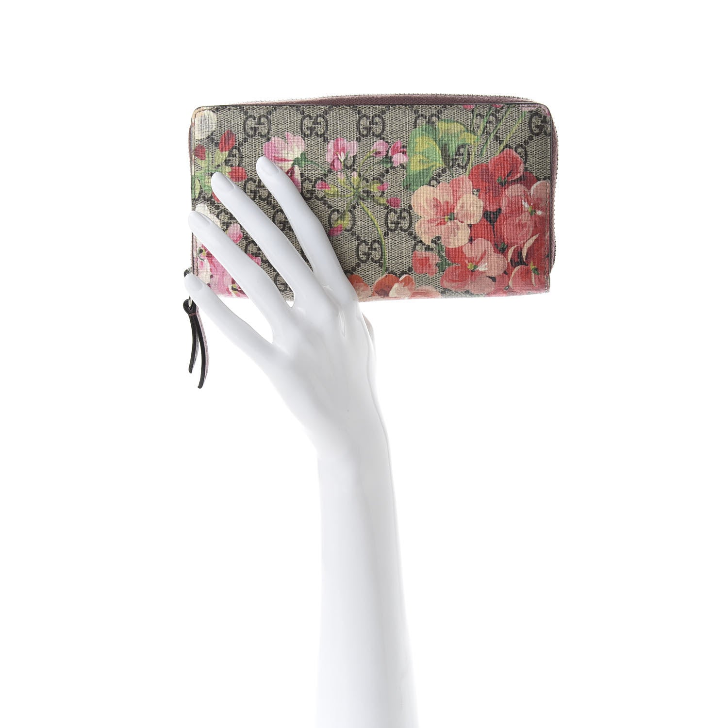 Gucci GG Supreme Monogram Blooms Zip Around Wallet Beige Multicolor Dry Rose 2 of 7