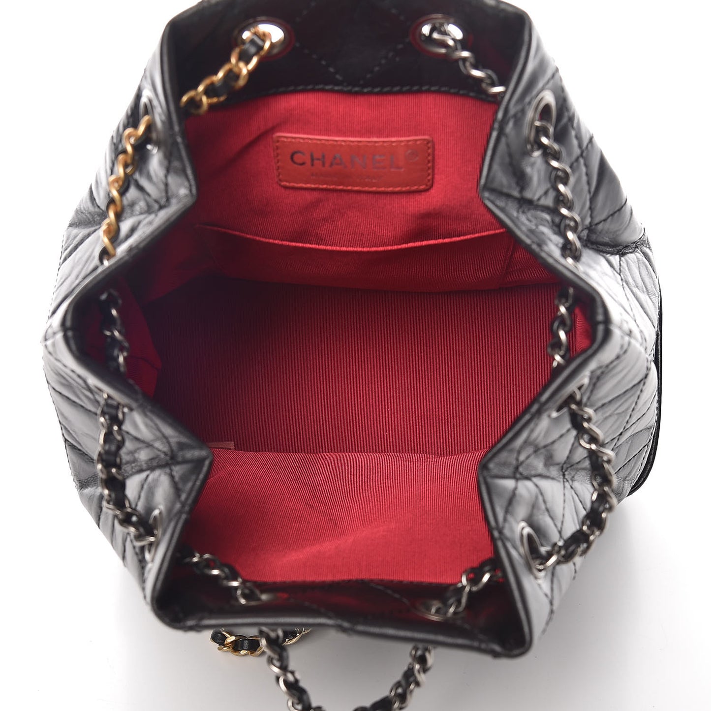 Aged Calfskin Quilted Small Gabrielle Backpack Black