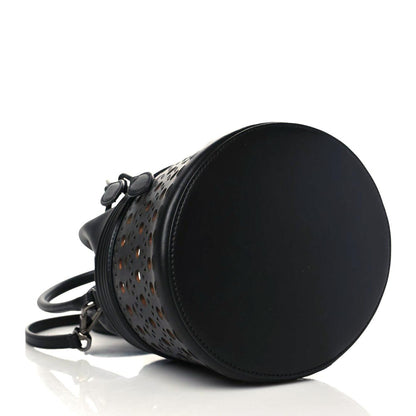 Alaia Calfskin Laser Cut Corset 19 Bucket Bag Black 4 of 9