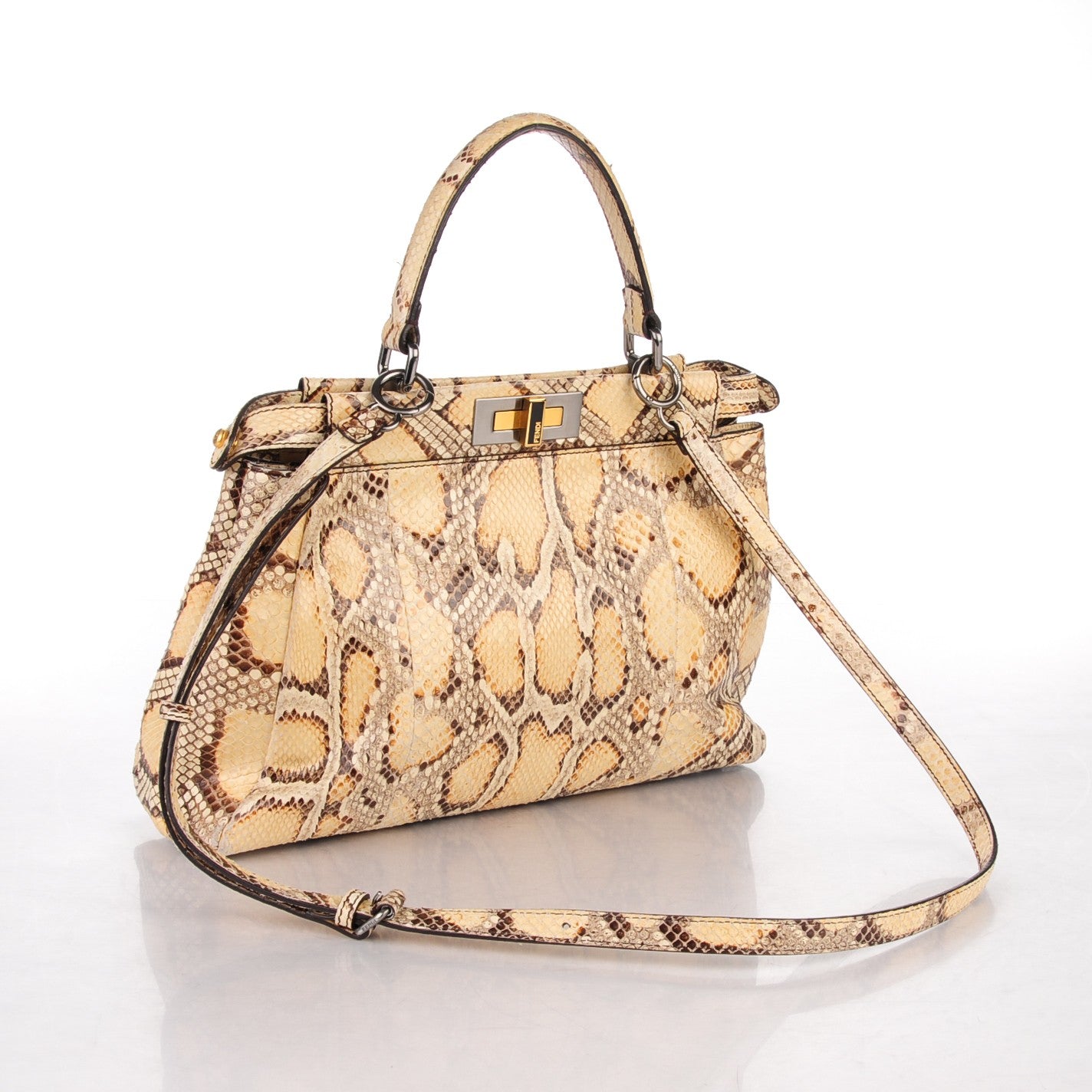 Python Medium Peekaboo Iconic Satchel Tan