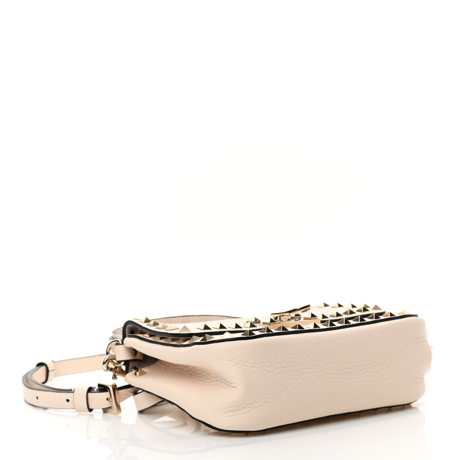 Valentino Garavani Grainy Calfskin Small Rockstud Top Handle Bag Light Ivory 5 of 11