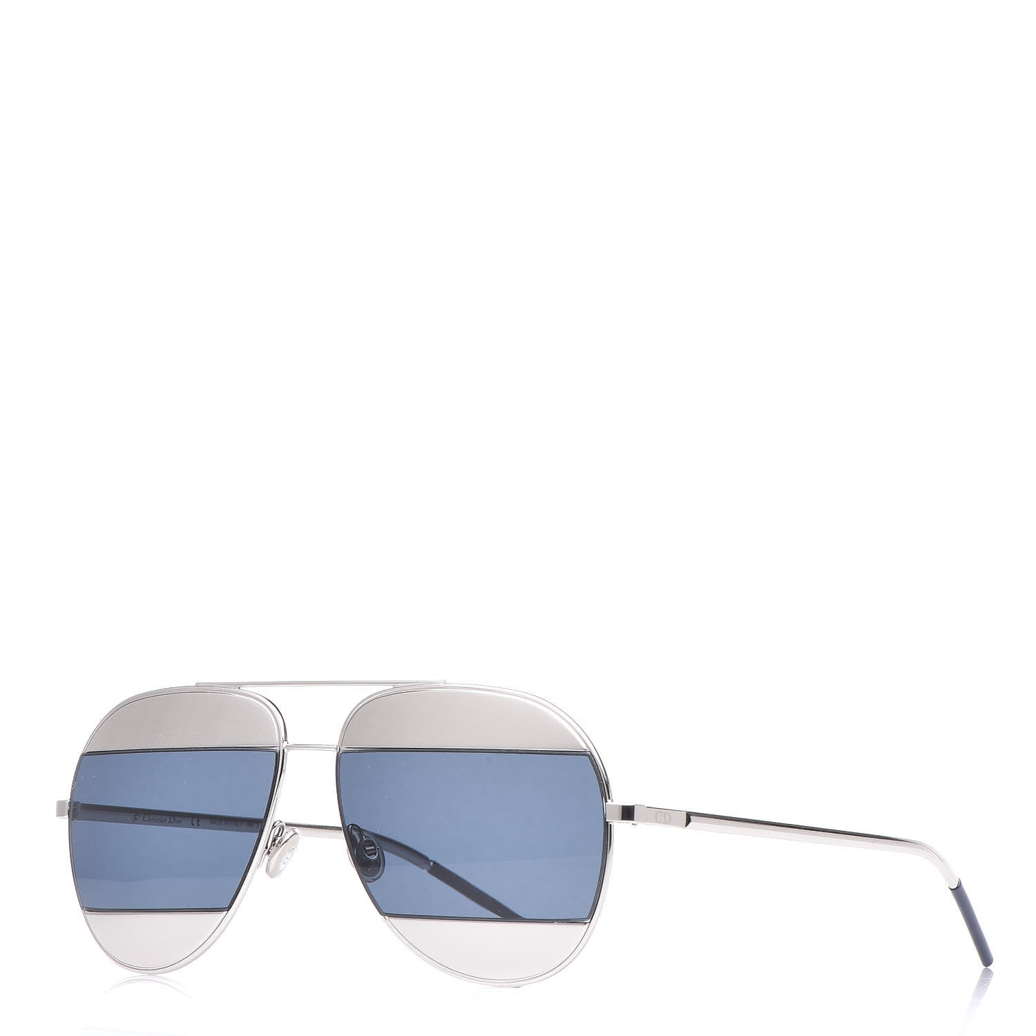 Christian Dior Split 1 Aviator Sunglasses Silver Blue 1 of 7