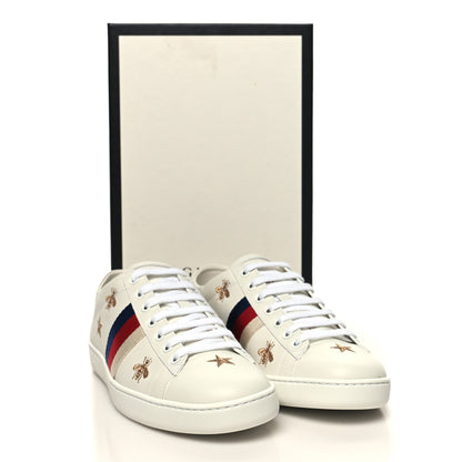 Gucci Calfskin Bee Star Embroidered Sylvie Web Ace Sneakers 38.5 White 9 of 9