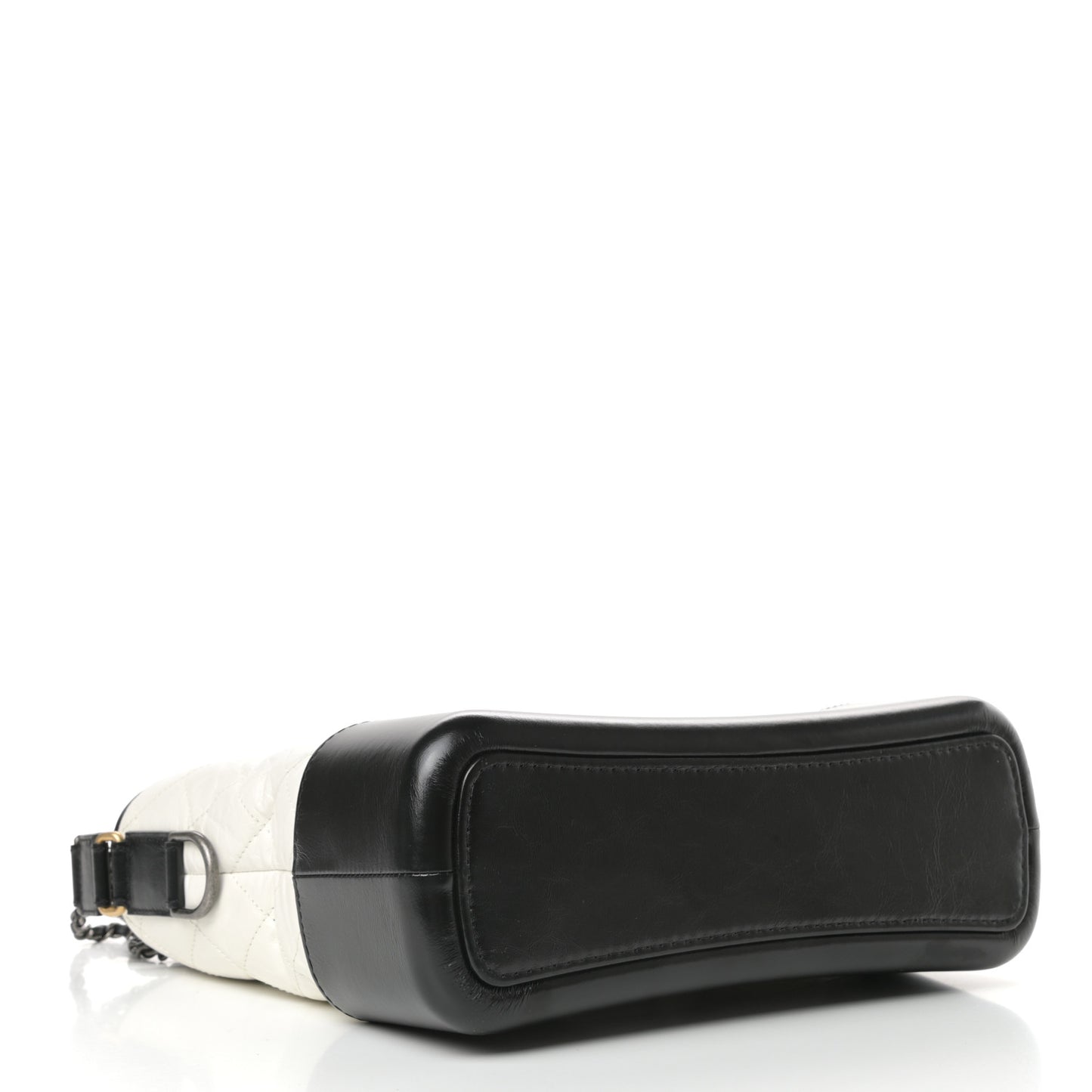Aged Calfskin Quilted Medium Gabrielle Hobo Black White
