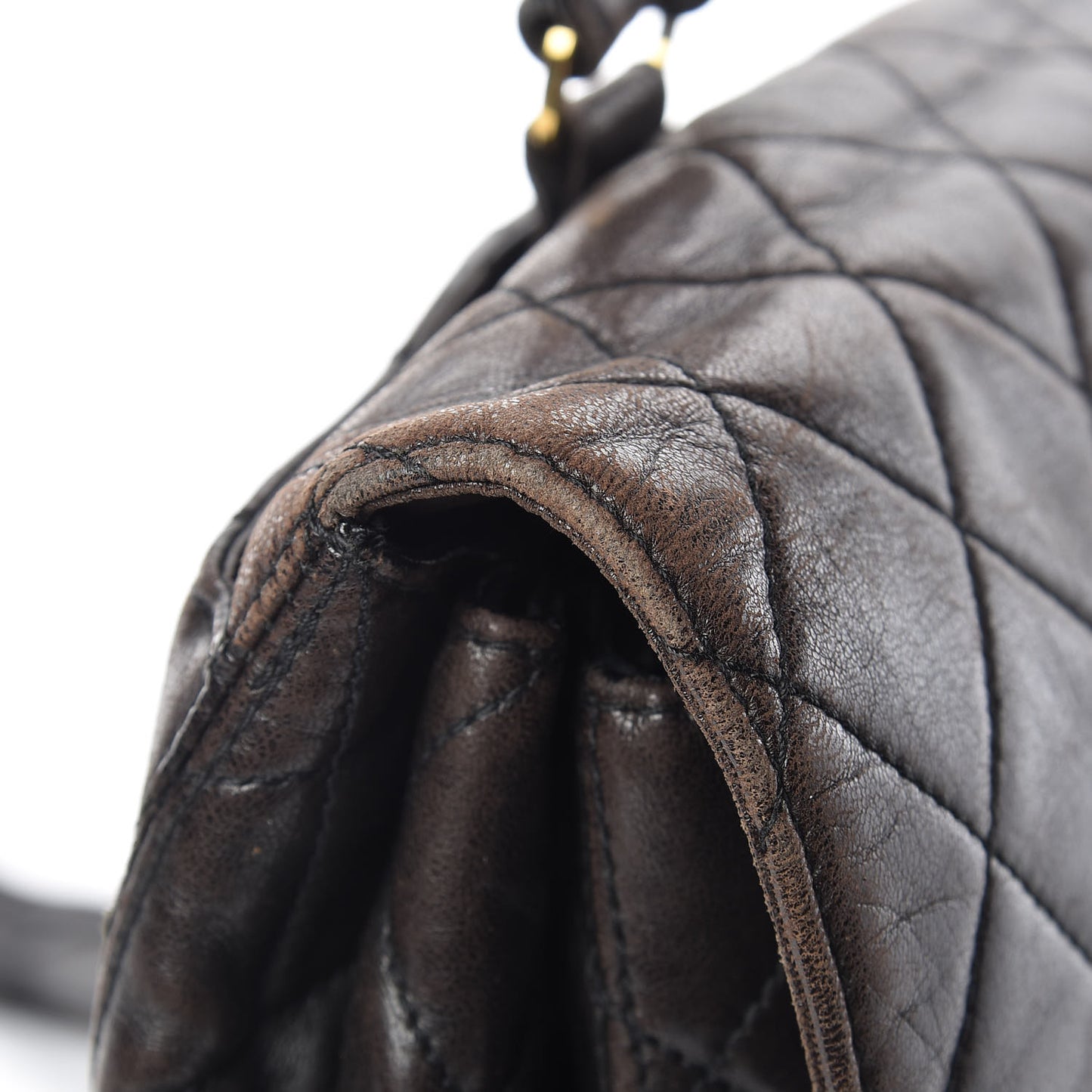 Lambskin Quilted Backpack Brown