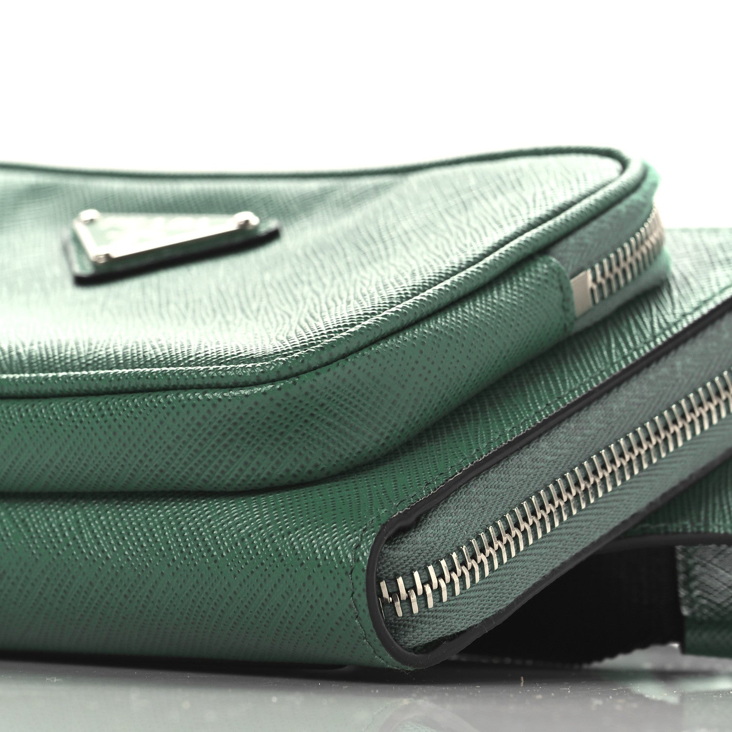 Prada Saffiano Travel Double Zip Belt Bag Mango 10 of 11
