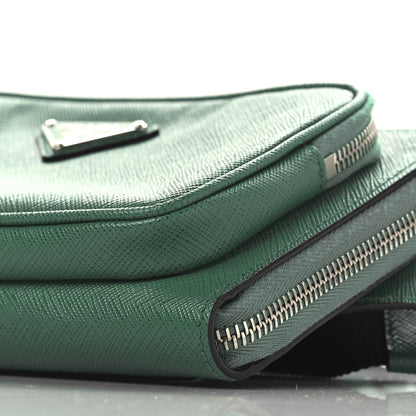 Prada Saffiano Travel Double Zip Belt Bag Mango 10 of 11